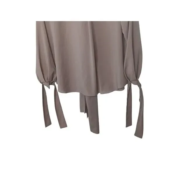 Obando Collective Beige Wrap Neck Top SZ 10 - Picture 11 of 12
